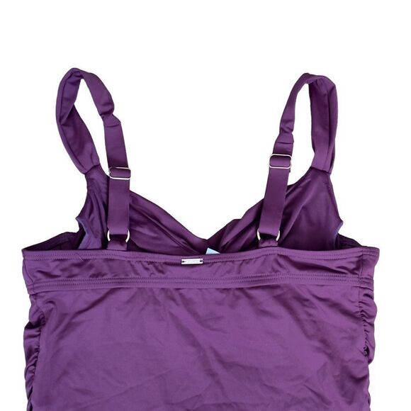 Anne Cole Plum Twisted Front Underwired Tankini Top Size 34B - Picture 6 of 10